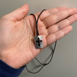 James Avery Men’s Leather Cross Shield Necklace